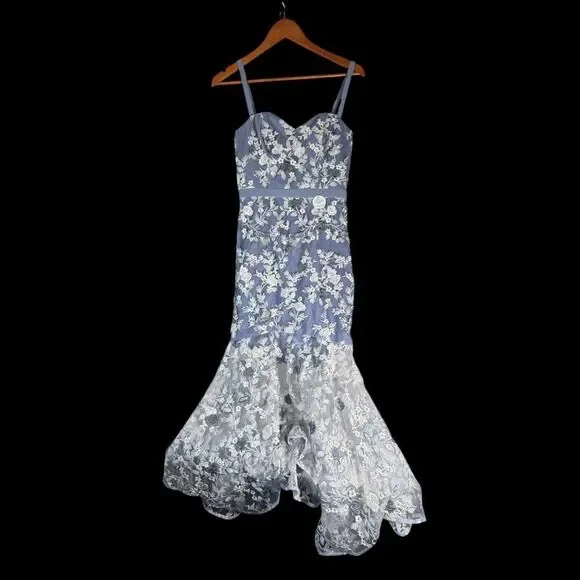 Chi Chi London NWT Blue Peplum Embroidered Lace Bodycon Dress Sz UK 8/US 4
